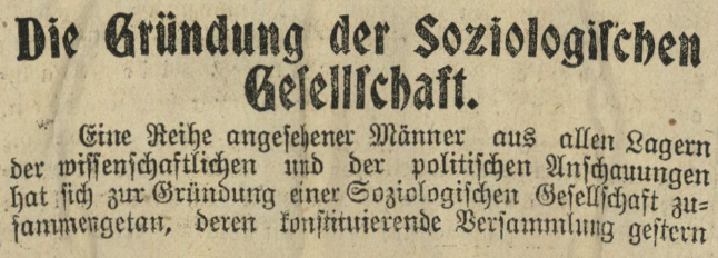 arbeiterzeitung zur gruendung der soziologischen gesellschaft